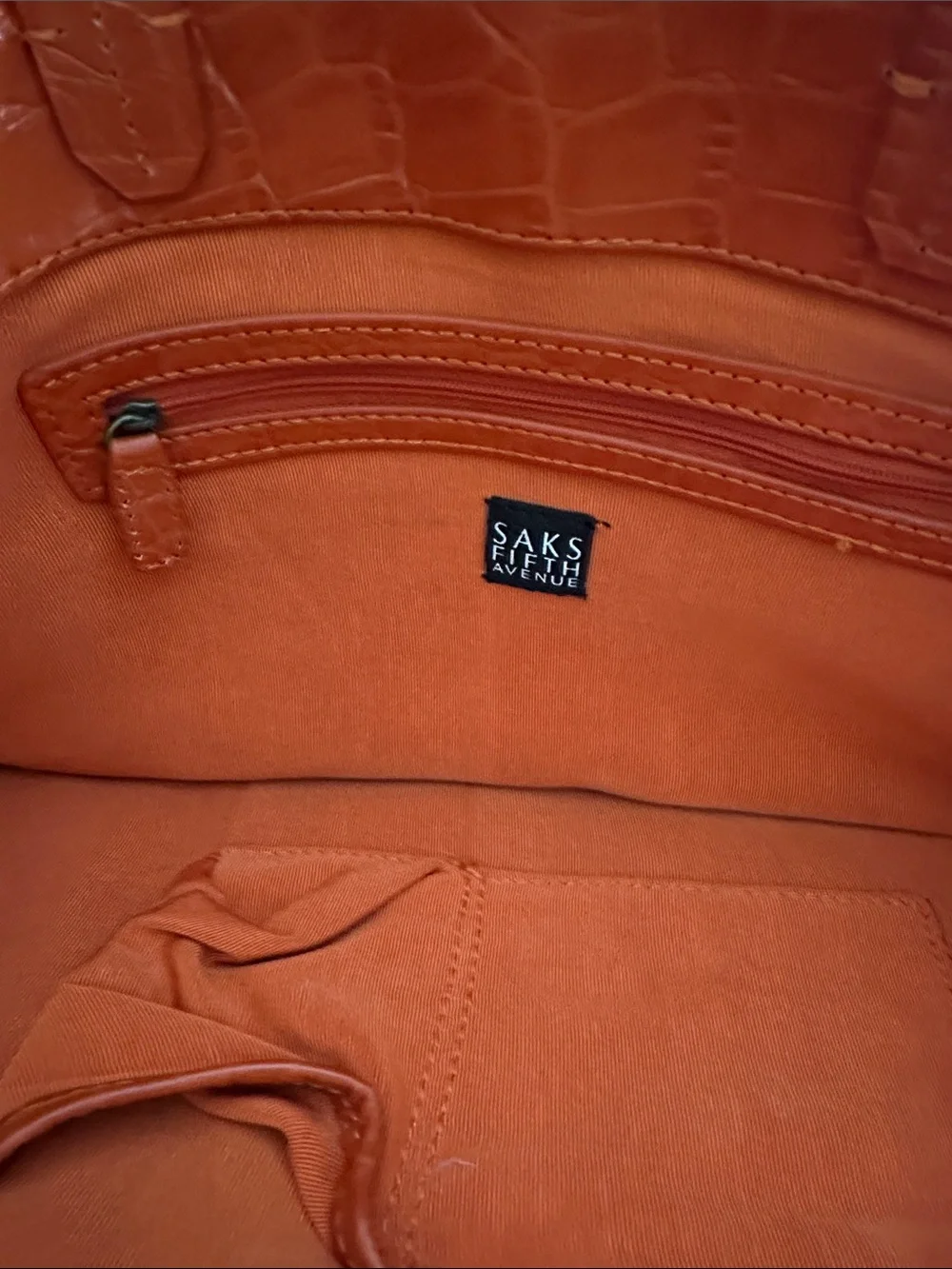 Orange Croc-Embossed Tote Bag - Classic Women's Shoulder Bag